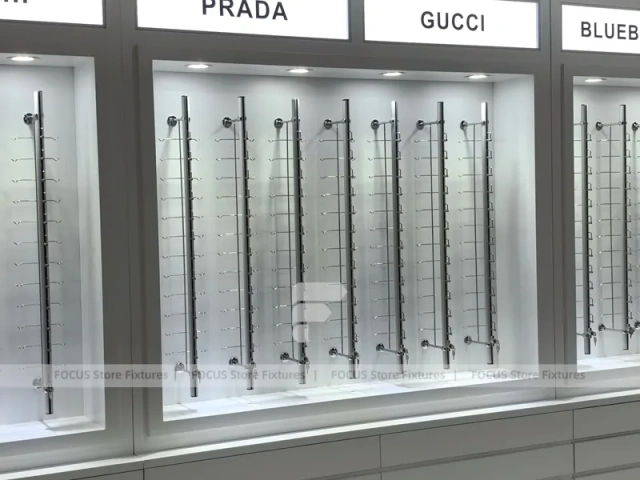 Concept White Optical Concept Fixture with Branded Rail Wall