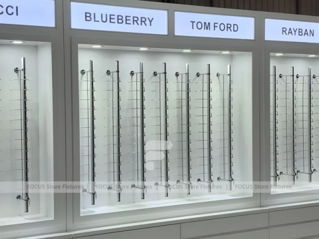 Concept White Optical Concept Fixture with Branded Rail Wall