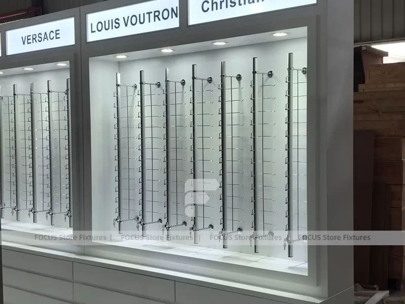 Concept White Optical Concept Fixture with Branded Rail Wall