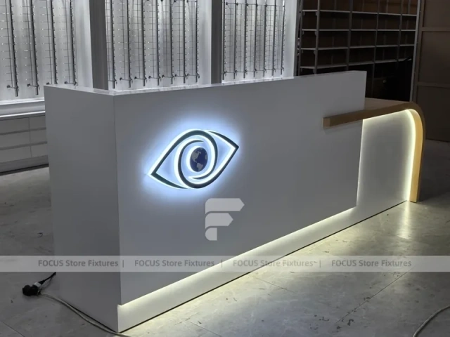 Concept White Optical Concept Fixture with Branded Rail Wall