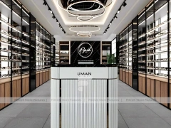Consultation White Eyewear Service Lounge with Round Meeting Table