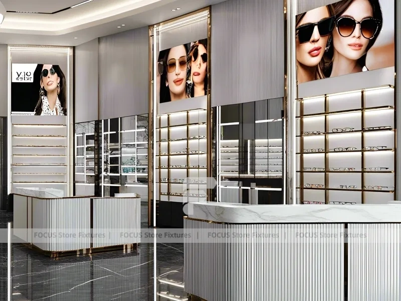 Consultation White Eyewear Service Lounge with Round Meeting Table