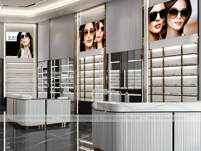 Consultation White Eyewear Service Lounge with Round Meeting Table