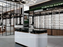 Consultation White Eyewear Service Lounge with Round Meeting Table