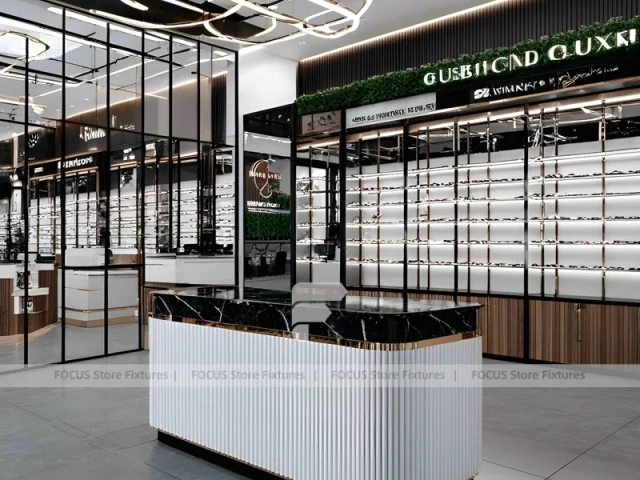 Consultation White Eyewear Service Lounge with Round Meeting Table