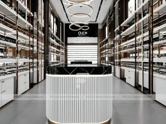 Consultation White Eyewear Service Lounge with Round Meeting Table