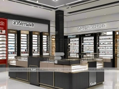 Dark Luxe Vision Flagship Interior with Sculpted Island Counter