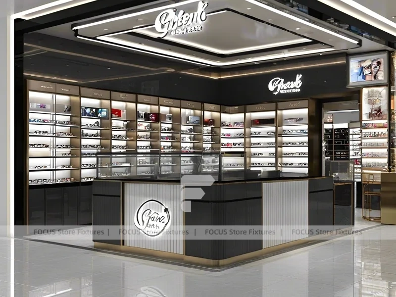 Dark Luxe Vision Flagship Interior with Sculpted Island Counter
