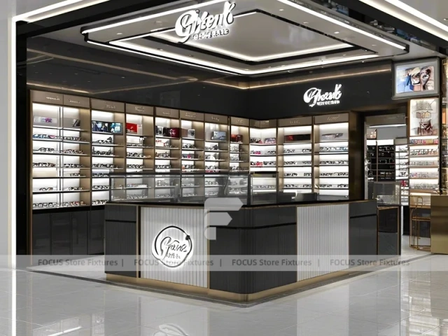 Dark Luxe Vision Flagship Interior with Sculpted Island Counter