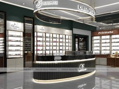 Dark Luxe Vision Flagship Interior with Sculpted Island Counter