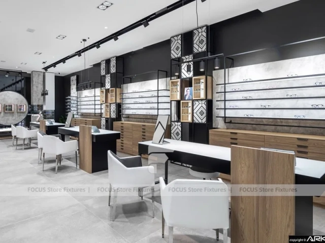 Design Studio Eyewear Consultation Interior with Teal Reception Corner