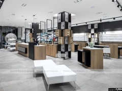 Design Studio Eyewear Consultation Interior with Teal Reception Corner