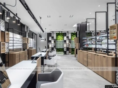 Design Studio Eyewear Consultation Interior with Teal Reception Corner