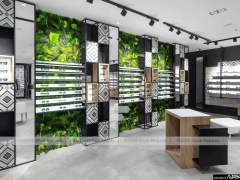 Design Studio Eyewear Consultation Interior with Teal Reception Corner