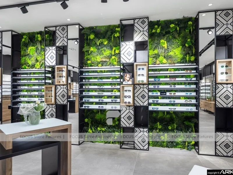 Design Studio Eyewear Consultation Interior with Teal Reception Corner