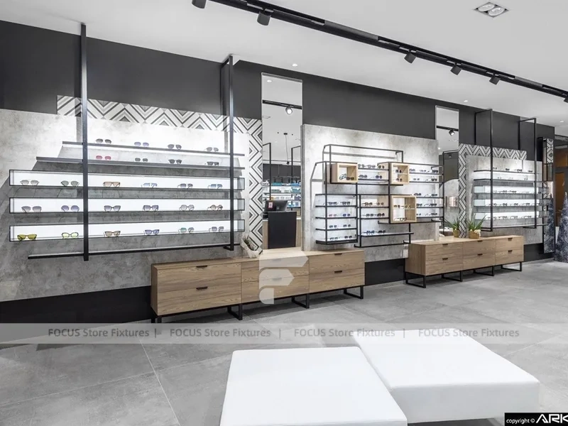 Design Studio Eyewear Consultation Interior with Teal Reception Corner