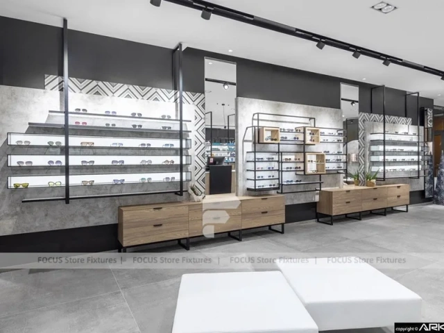 Design Studio Eyewear Consultation Interior with Teal Reception Corner