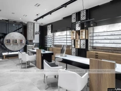 Design Studio Eyewear Consultation Interior with Teal Reception Corner