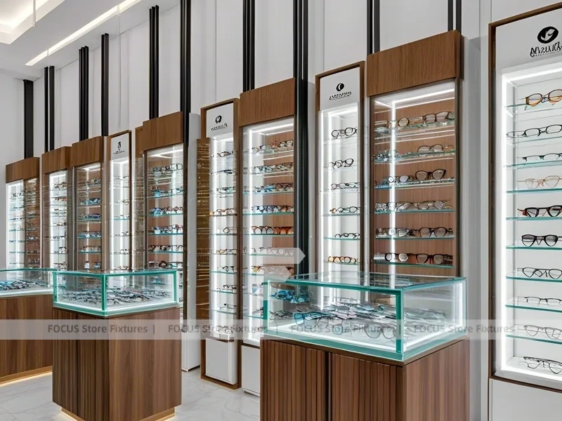 Emerald Detail Eyewear Frame Gallery with Red Accent Portal