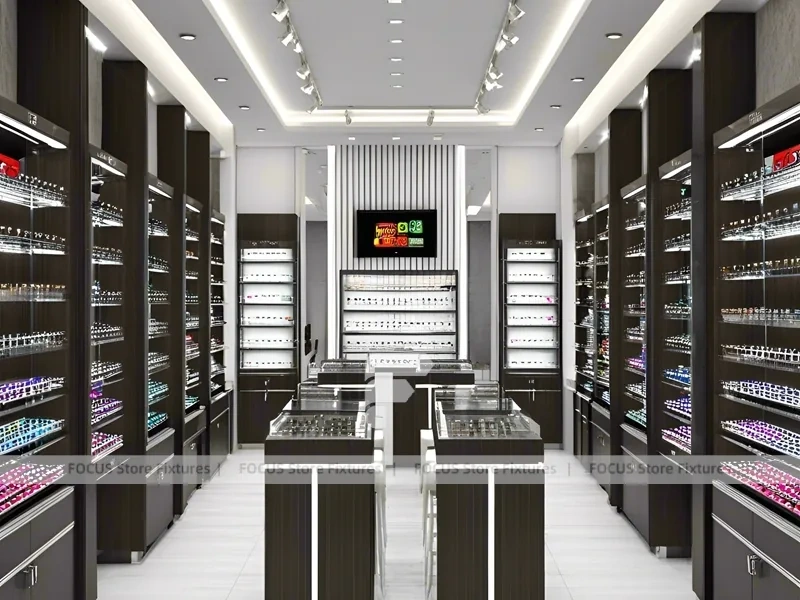 Emerald Luxe Vision Retail Showcase with Teal Framed Wall Display