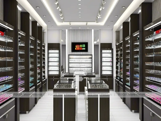 Emerald Luxe Vision Retail Showcase with Teal Framed Wall Display