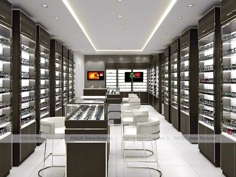 Emerald Luxe Vision Retail Showcase with Teal Framed Wall Display