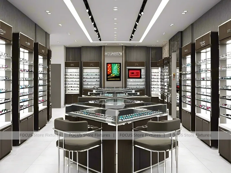 Emerald Luxe Vision Retail Showcase with Teal Framed Wall Display