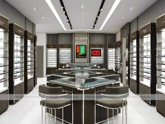 Emerald Luxe Vision Retail Showcase with Teal Framed Wall Display