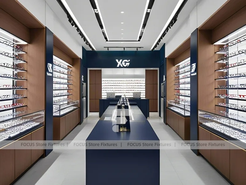 Gloss Red Eyewear Brand Boutique with Curved Red Portal