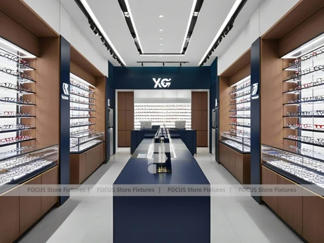 Gloss Red Eyewear Brand Boutique with Curved Red Portal
