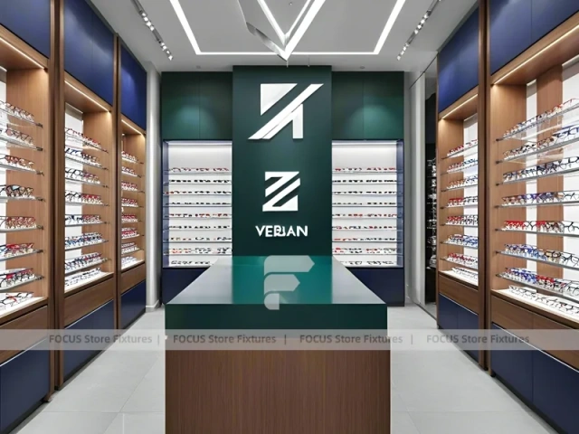 Gloss Red Eyewear Brand Boutique with Curved Red Portal
