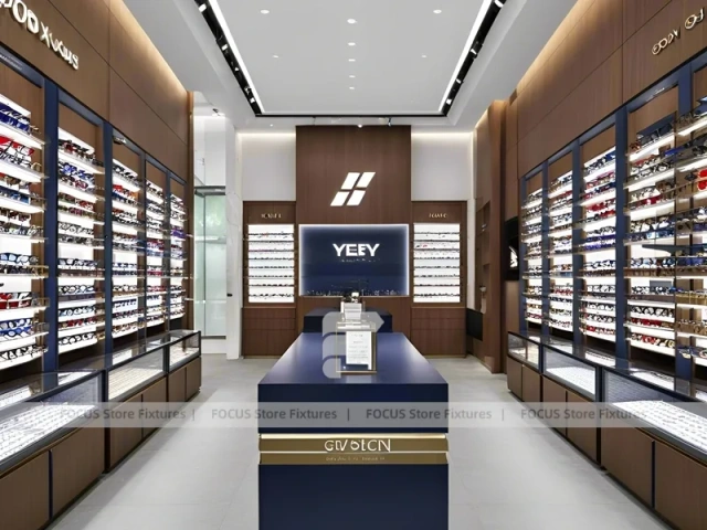 Gloss Red Eyewear Brand Boutique with Curved Red Portal
