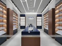 Gloss Red Eyewear Brand Boutique with Curved Red Portal