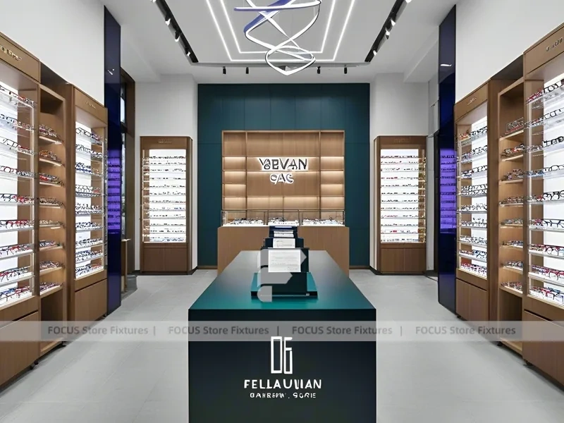 Gloss Red Eyewear Brand Boutique with Curved Red Portal