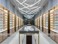 Gold Accent Optical Corridor Gallery for Premium Eyewear Boutique