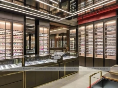 Gold Accent Optical Loft Gallery with Double-Height Display Grid