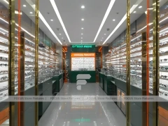 Golden Corridor Eyewear Boutique Hall with Warm Accent Facade