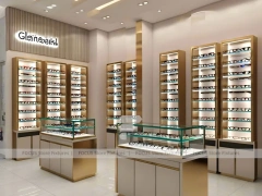 Golden Corridor Vision Retail Passage with Warm Accent Facade