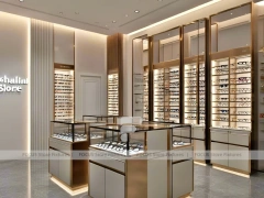 Golden Corridor Vision Retail Passage with Warm Accent Facade