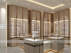 Golden Corridor Vision Retail Passage with Warm Accent Facade
