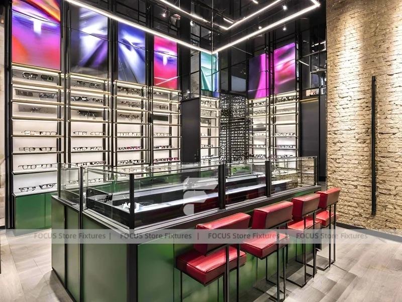 Industrial Loft Eyewear Urban Showroom with Brick Accent Walkway