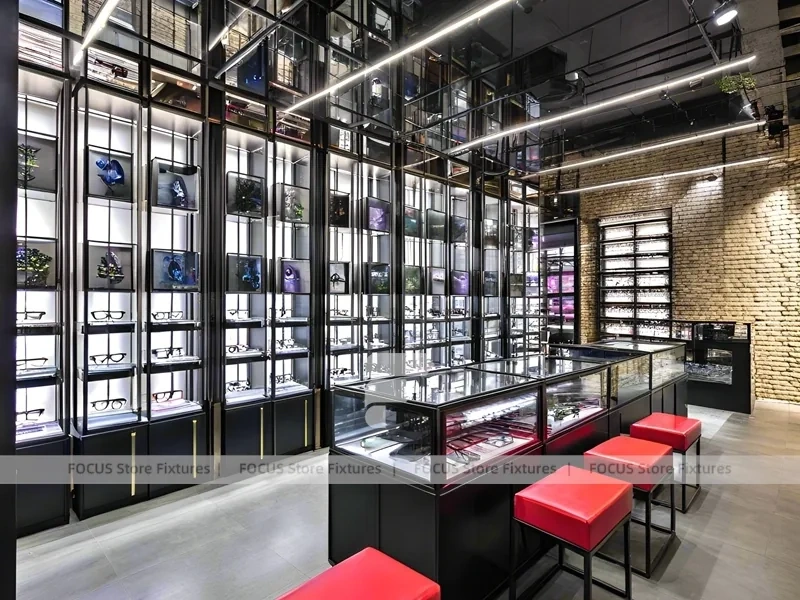 Loft Steel Optical Loft Gallery with Steel-Framed Wall Cabinets