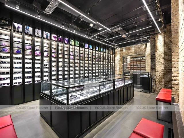 Loft Steel Optical Loft Gallery with Steel-Framed Wall Cabinets
