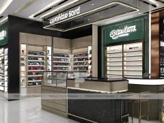 Luxury Black Eyewear Prestige Store with Curved Reception Showcase