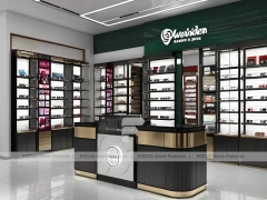 Luxury Black Eyewear Prestige Store with Curved Reception Showcase