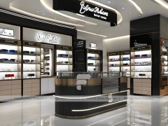 Luxury Black Optical Luxury Boutique with Curved Reception Showcase