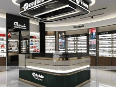 Luxury Black Optical Luxury Boutique with Curved Reception Showcase