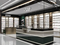 Luxury Black Optical Luxury Boutique with Curved Reception Showcase