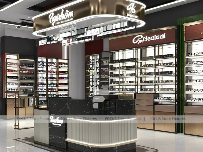Luxury Black Vision Flagship Interior for Premium Eyewear Boutique