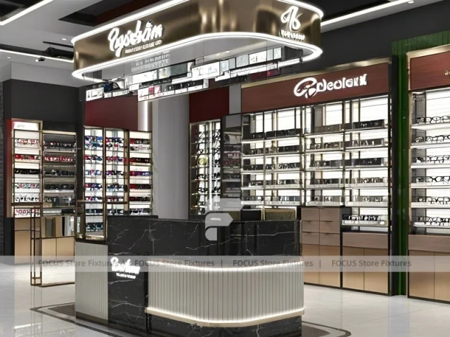 Luxury Black Vision Flagship Interior for Premium Eyewear Boutique